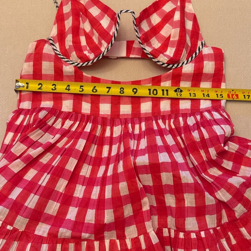 Red/pink and White Gingham cut out mini Dress M/L - Picture 9 of 17